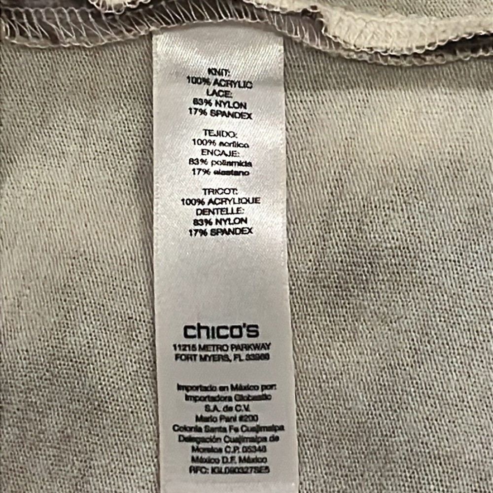 Chico's Zebra Lace Cardigan Jacket Brown Tan Lightweight Size 1 Medium NWT New - Picture 8 of 14